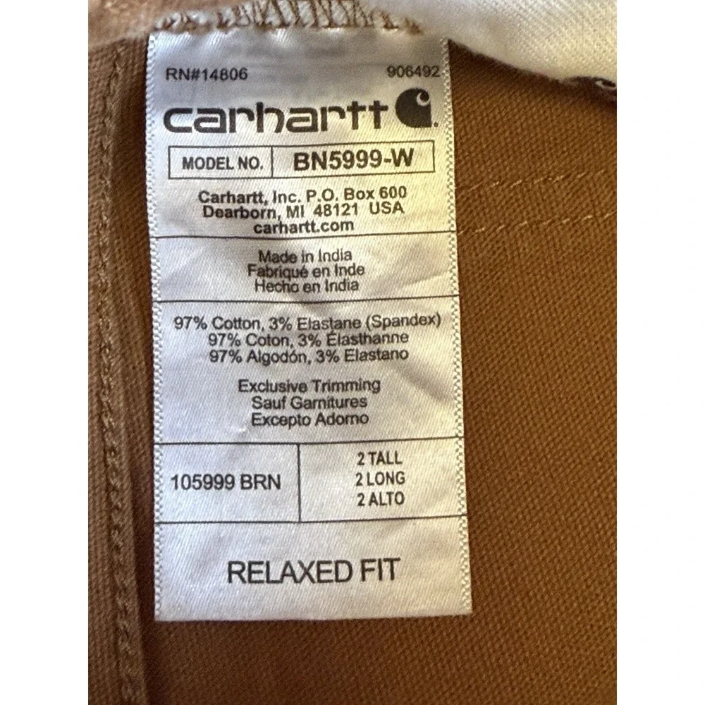 Carhartt double knee Duck Jeans carpenter Women's Sz 2 Tall rugged relaxed fit - Picture 7 of 10